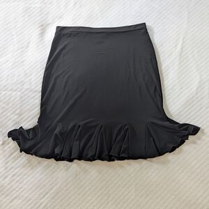White House Black Market Black Midi Skirt With Ruffles Size M